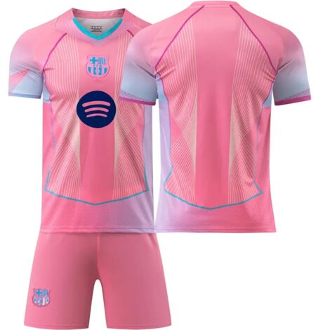 Ensemble de survêtement Barcelone édition fan rose, tenue d'entraînement football adulte et enfant-24