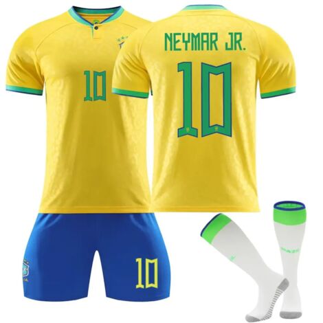 Maillot de football Brésil Neymar, tenue adulte et enfant pour match-16