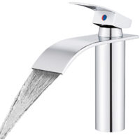 Waschtischarmatur Wasserfall Chrom, Einhebelmischer Badarmatur für Waschbecken, Modernes Design, Verchromt, Einfache Montage