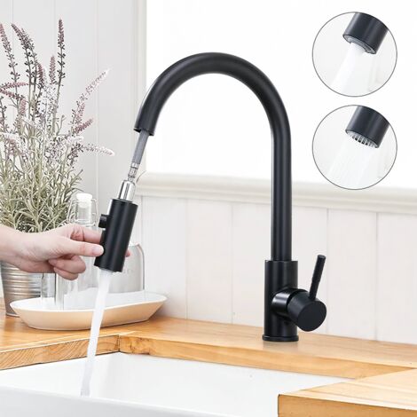Miscelatore Cucina con Doccetta Estraibile Rubinetto da cucina Girevole a 360° Doccetta a 3 funzioni Rubinetto in Ottone Spazzolato