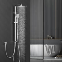 Sistema doccia cromato senza miscelatore, colonna doccia in acciaio regolabile, set doccia rettangolare ideale per retrofit, soffione a pioggia, doccia moderna senza termostato