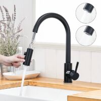 Miscelatore Cucina con Doccetta Estraibile Rubinetto da cucina Girevole a 360° Doccetta a 3 funzioni Rubinetto in Ottone Spazzolato