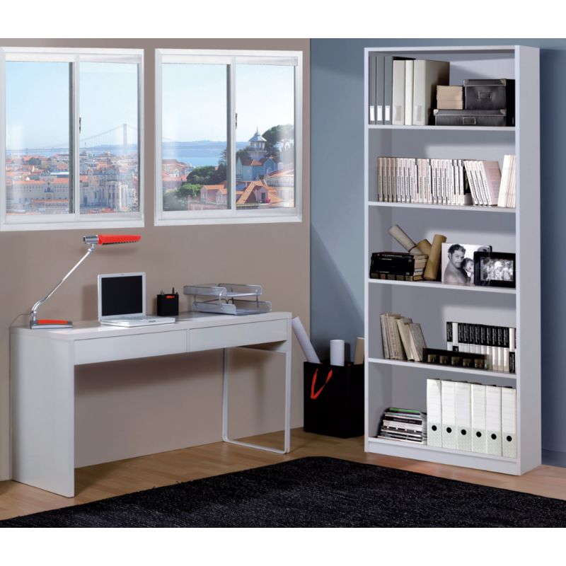Schreibtisch 138x50 cm mattweiß mit zwei Schubladen weiß