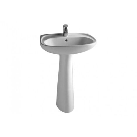 Waschtisch 65x49 cm weiß glänzend - Vitra Normus - Mit Halbsockel für Waschtisch