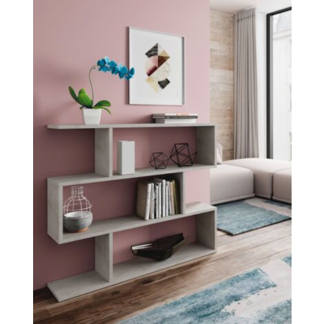 Bücherregal 110x25x97 cm Beton mit drei Regalen - Argentera
