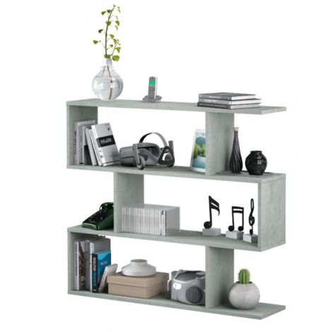 Bücherregal 110x25x97 cm Beton mit drei Regalen - Argentera