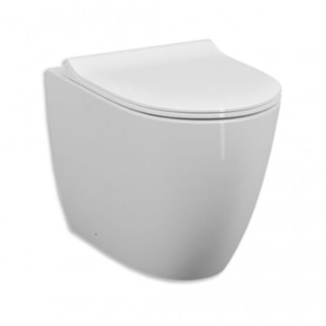 Wandbündiges WC mit versetztem Ablauf aus glänzend weißer Keramik – Vitra Sento - Senza coprivaso