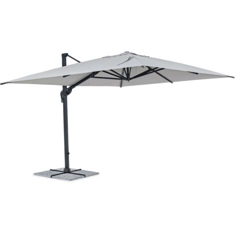 Rechteckiger Regenschirm 4x3 Meter hellgrau mit anthrazitfarbener Aluminium-Seitenstange - Gardenia (1/5)