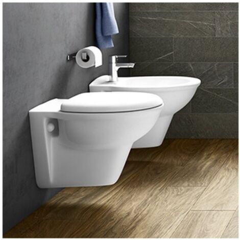 Hängendes Bidet aus glänzend weißer Keramik - Vitra Normus