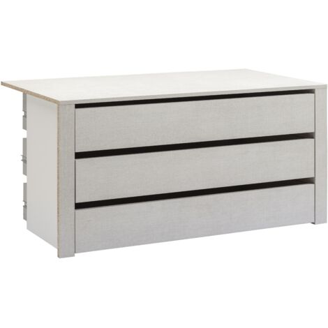 Innenkommode für Kleiderschränke 123 cm drei Schubladen eisgrau lackiert Metallschienen | Grau