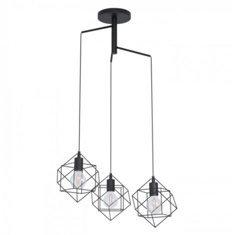 Hängeleuchte Ø 64,5x110 cm aus schwarzem Metall mit drei Lichtpunkten - Eglo Straiton (1/4)