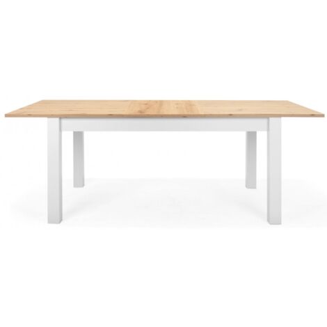 Ausziehbarer Tisch 160x90 cm, handgefertigt aus Eiche und Mattweiß - Mazzarino