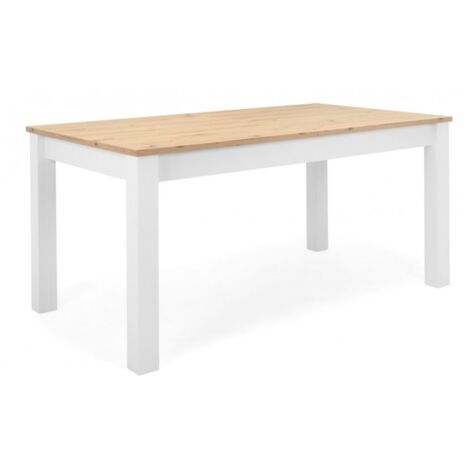 Ausziehbarer Tisch 160x90 cm, handgefertigt aus Eiche und Mattweiß - Mazzarino
