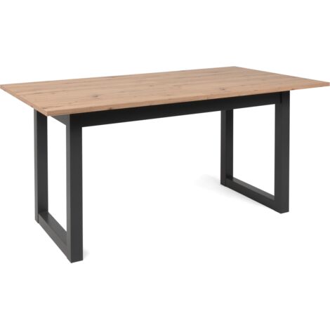 Ausziehbarer Tisch 160x90 cm, handgefertigt aus Eiche und Anthrazitgrau - Lentini (1/5)