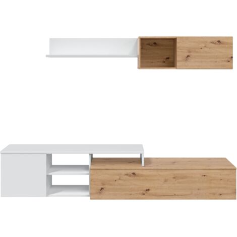 TV-Wand 220 cm nordische Eiche und mattweiß – Avola (1/5)