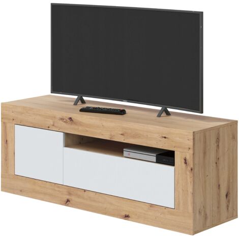 TV-Möbel 139x42x53 cm nordische Eiche und mattweiß – Argenta (1/5)