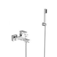 Badewannenmischer mit -Duschset aus verchromtem Messing - Teorema Pillar