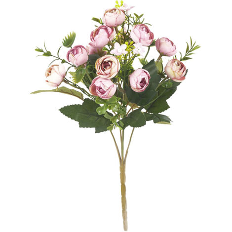Künstliche Kamelie, 5 Zweige, 13 Blüten, realistische Seide, pflegeleicht, hellviolette Dekoration für Hochzeiten und Jubiläen (1/5)