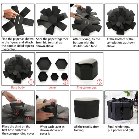 Große, elegante und praktische Explosionsbox, ideal als Verlobungsgeschenk – Schwarz (1/5)
