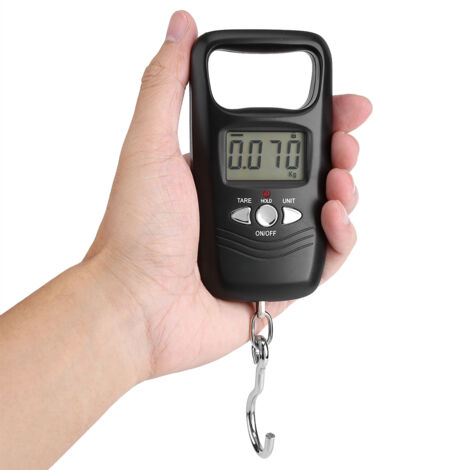 WEIHENG 50kg LCD-Digitalgepäckwaage mit Hintergrundbeleuchtung und elektronischem Taschenhaken (Schwarz) (1/5)