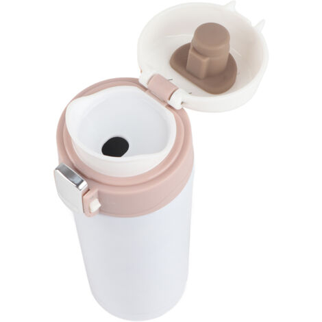 350 ml Edelstahl-Isolierflasche, Reisebecher für Kaffee und Tee, Vakuum-Thermoskanne (Weiß) (1/5)