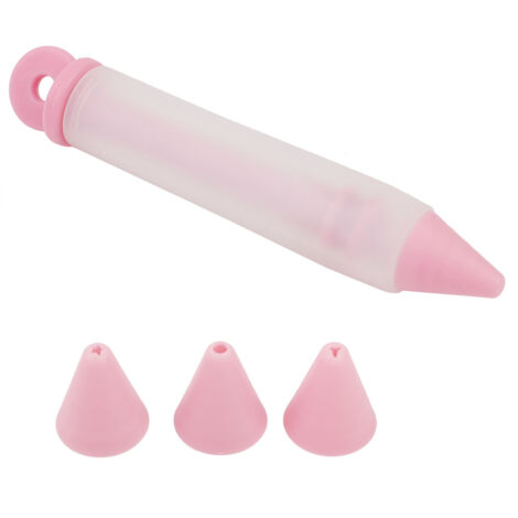 Schokoladenstift mit 4 Silikonspitzen zur Gebäckdekoration – Rosa Kuchenform