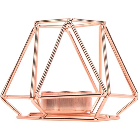 Geometrischer Kerzenhalter für Teelichter, moderne Tischdekoration (Roségold)