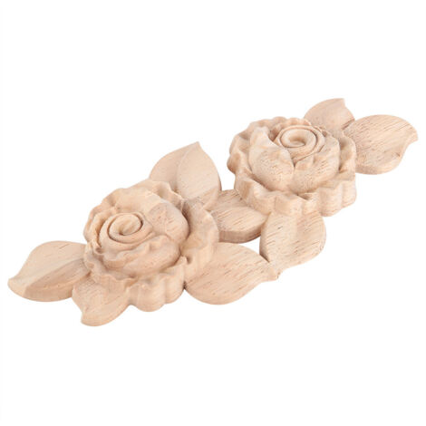 Stück Türapplikation im europäischen Stil, geschnitzt, 16 x 6,5 cm, Rosette für unbehandelte Holzmöbel