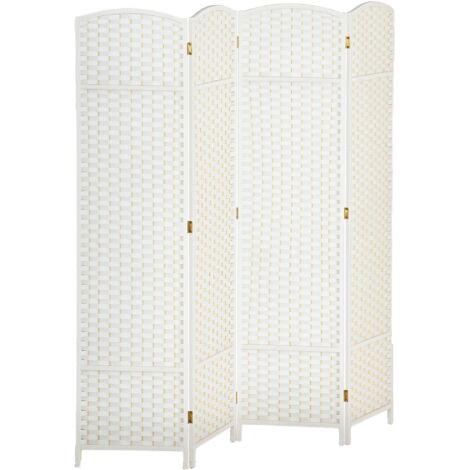 4-teiliger Raumtrenner, Faltbarer Sichtschutz, Sichtschutzwand für Wohnzimmer, Schlafzimmer, Homeoffice, Weiß (1/5)