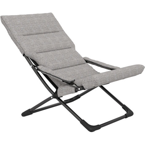 Outsunny Gartenstuhl aus Metall Klappstuhl mit Auflage abnehmbar wetterfest klappbar Campingstuhl Liegestuhl 120kg Belastbarkeit Sitzmöbel für Garten Terrasse Balkon 66B x 94T x 79H cm Grau (1/5)