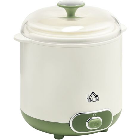 HOMCOM Joghurtbereiter, 1,5 L Joghurtmaschine mit Sieb, Deckel, 20 W Joghurt-Maker für griechischen Joghurt, für 3–5 Personen, 19,5x17,5x21,4 cm, Weiß