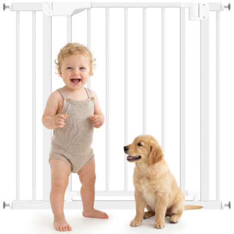 Treppenschutzgitter Absperrgitter ohne Bohren mit automatische Schließung für Kinder Küche Treppe 76-89 x 76 cm Weiß (1/5)