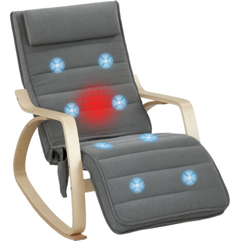 Schaukelstuhl mit Massage-Funktion, Lendenheizung, 3 Modi, Stoffbezug, Grau (1/5)