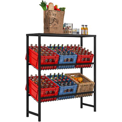 Lagerregal, höhenverstellbar, stabiles Metall, platzsparendes Design, 210 kg belastbar, Schwarz (1/5)