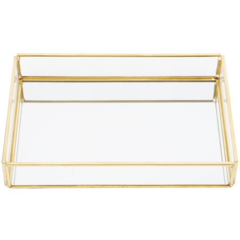 Vintage Aufbewahrungsbox aus Metall und Glas für Schmuck und Kosmetik - Goldene Schale (Kleine Größe) (1/5)