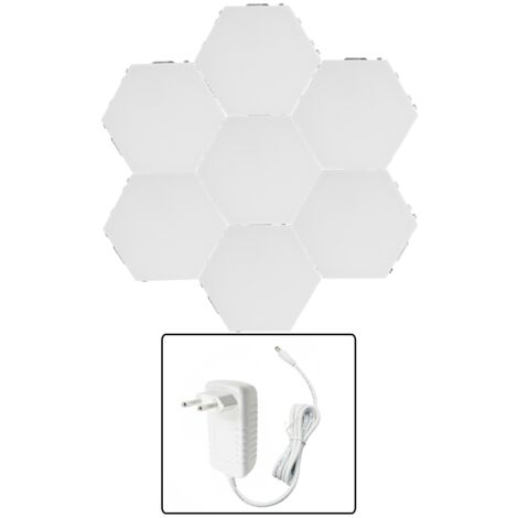 Sechseckige DIY-Wandleuchte mit 7 Leuchten für Wohn- und Schlafzimmer, moderne Dekoration mit 100V-240V-Netzteil (1/5)