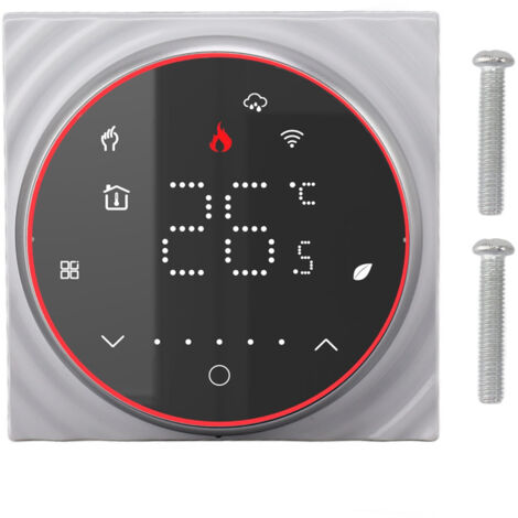 Intelligenter WLAN-Thermostat für Heizung – App- und Sprachsteuerung, hochpräziser Timer, potentialfreier Kontakt, 95–240 V, Schwarz