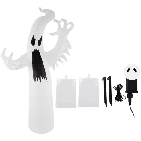 Aufblasbarer Halloween-Geist mit mehrfarbigen LED-Leuchten, IP44 wasserdicht für Garten, Rasen und Außendekoration mit 100–240-V-Stecker (australischer Netzstecker). (1/5)