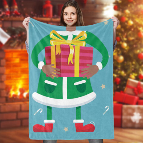 Bunte und strapazierfähige Weihnachtsdecke, maschinenwaschbar, hautfreundlich, 100 x 120 cm, ideal für Sofa und Reisen (1/5)