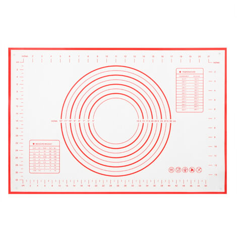 Antihaft-Silikon-Backmatte mit Markierungen zum Teigkneten, 40 x 60 cm, rot (1/5)
