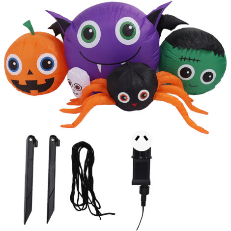 Aufblasbare Halloween-Spinnenelfe, 1,5 m, wasserdicht (IP44) mit integrierten LED-Leuchten für den Garten, 100–240 V, australischer Stecker (1/5)
