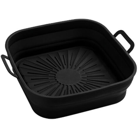 2-teilige Silikon-Backmatten für Fritteusen, 20 cm quadratisch, dick und faltbar, schwarzes Antihaft-Backblech für Küchenutensilien (1/5)