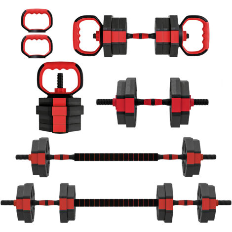 6-in-1 Hantelset Kurzhantel Set Kurzhanteln Langhanteln verstellbar 15 KG für Krafttraining Zuhause