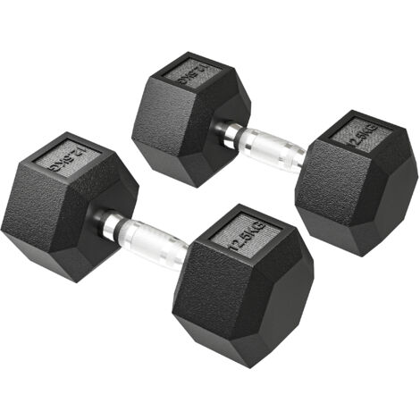 Hanteln mit gerändeltem Griff, Kurzhantel aus Gusseisen, 2 x 12,5 kg für Zuhause, Fitnessstudio, Krafttraining (1/5)