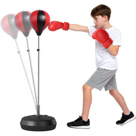 HOMCOM Punchingball Set 126-144cm Höhenverstellbar Boxstand mit Ständer Boxbirne Boxhandschuhen Pumpe Punching Bag freistehender Boxsack Speedball Boxen Standbox-Trainer für Erwachsene Jugendliche (1/5)