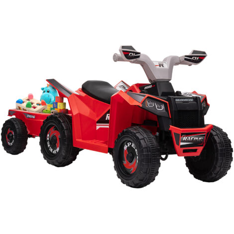 Elektro-Kinderquad mit Anhänger, 2,5 km/h, 50 Minuten Fahrtzeit, für 1,5 bis 3 Jahre, bis 25 kg, Rot (1/5)