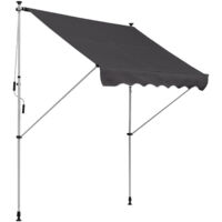 Outsunny Klemmmarkise mit Handkurbel höhenverstellbar Gelenkarmmarkise schmutzabweisend, witterungsbeständig Balkonmarkise 150cm breit Terrassenmarkise für Terrasse Balkon Veranda Grau