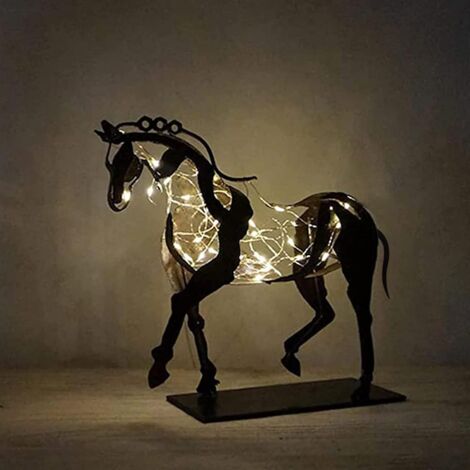 Abstrakte Metallskulptur eines Pferdes, moderne Vintage-Dekoration für Büro und Zuhause, realistische und handgefertigte Kunst.