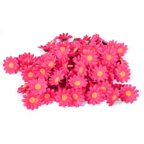 100 künstliche Gänseblümchen, simulierte Sonnenblumenköpfe für Hochzeitsdekoration (Rot-Rosa Nr. 5) (1/5)