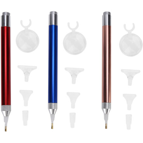 3-teiliger Leuchtstift für Diamantmalerei mit Lupe für 5D-Diamantstickerei und DIY-Kreuzstich